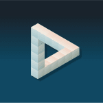 a white object on a blue background with a shadow